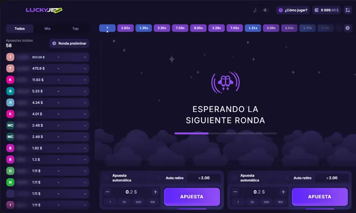 Lucky Jet: ESPERANDO LA SIGUIENTE RONDA, momento de apostar